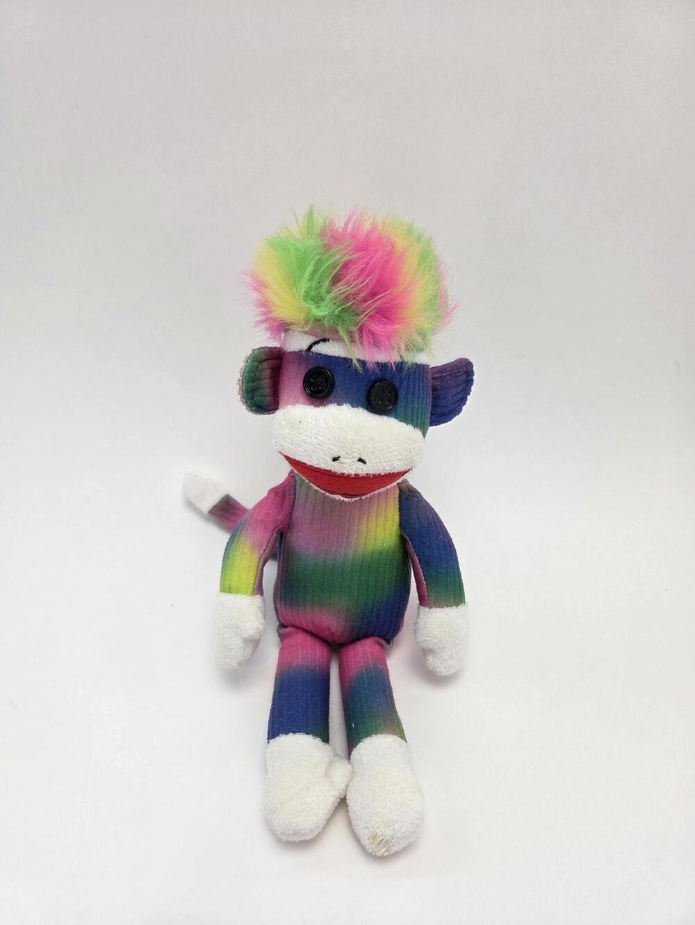Ty Beanie Baby “Rainbow Sock Monkey” the Sock Monkey - No Hang Tag! (8.5 inch)